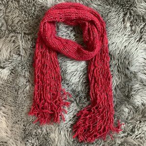 Grand | Women's Fashion Multi Loop Scarf | Red with Silver | One size